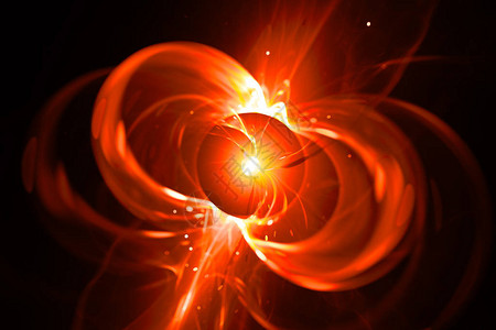 炽热发光的旋转中子星高清图片