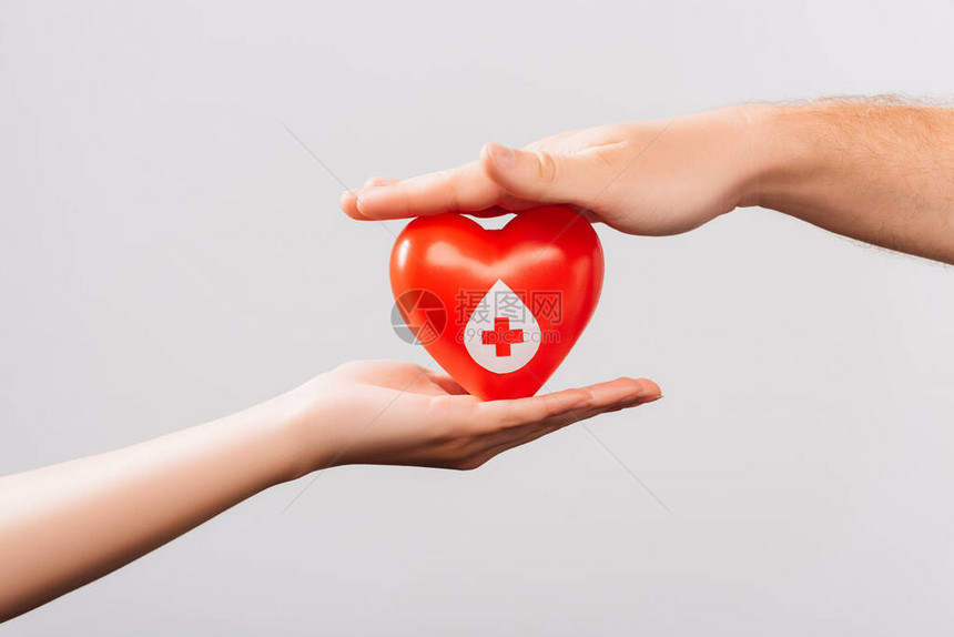红心与献血概念隔离在白色的献血概念图片