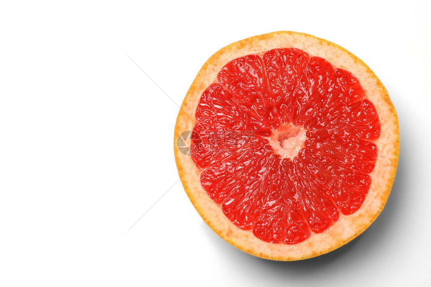 葡萄柚一半在白色背景图片