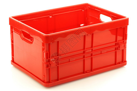 白色背景的可变红色塑料储存盒图片