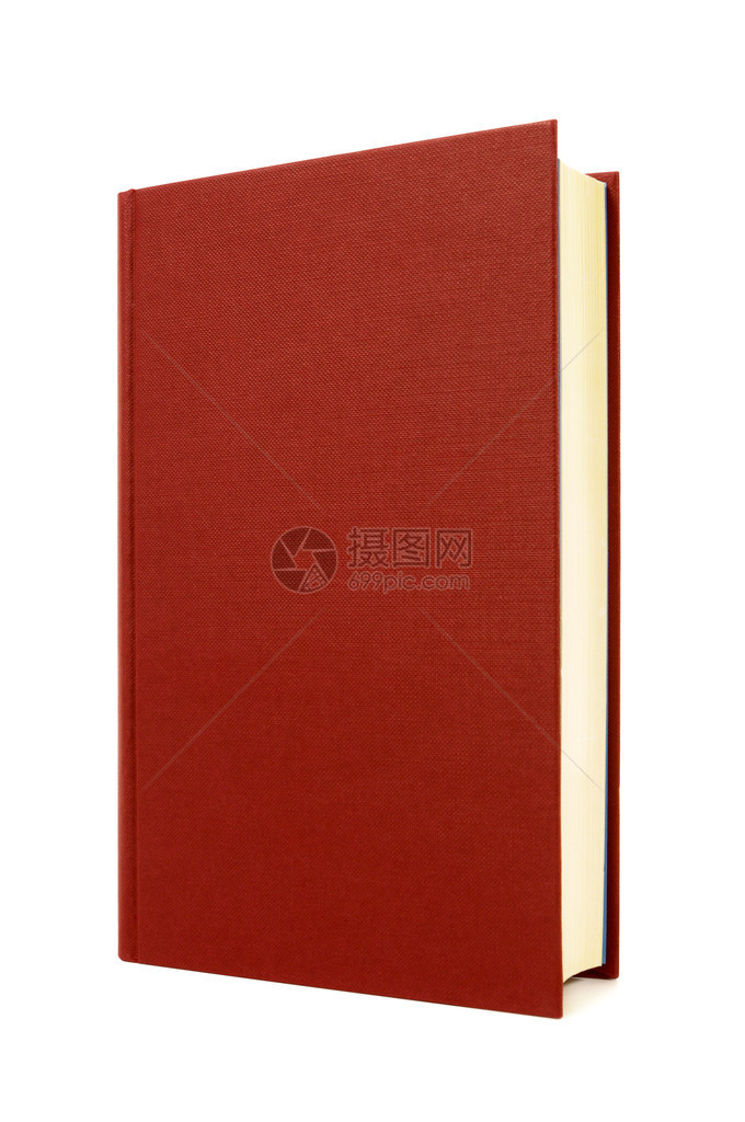 红色硬封面书前部覆盖白上垂直隔图片