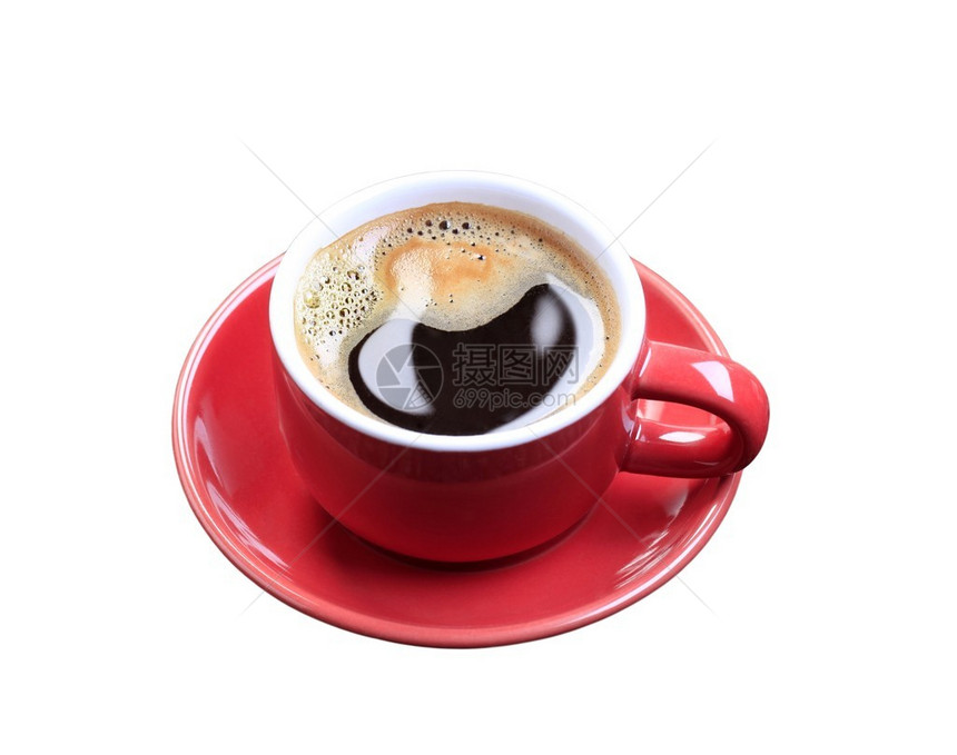 黑咖啡杯白上隔图片