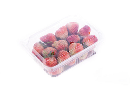分离的塑料袋包装中的草莓多汁水果图片