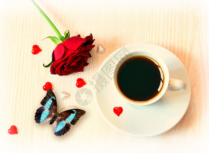 为情人节的咖啡红心图片