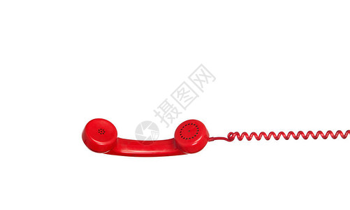 旧红色电话挂在白色背图片