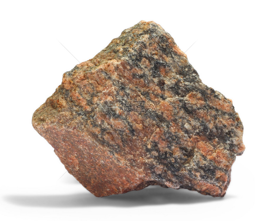 花岗岩红灰色石头在白色背景上孤立图片