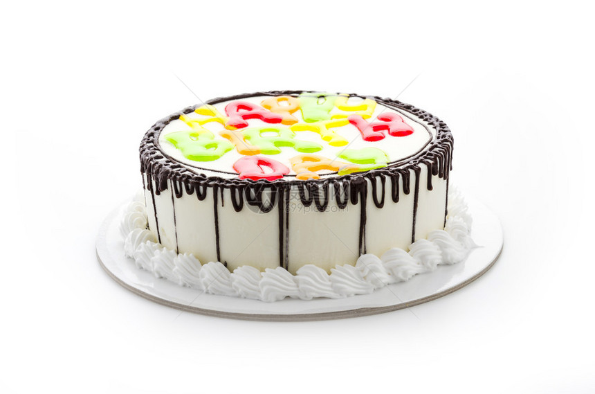 生日快乐蛋糕白纸上孤图片