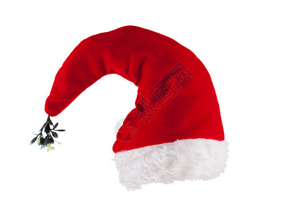 圣诞礼帽上面有寄头帽在白色背背景图片