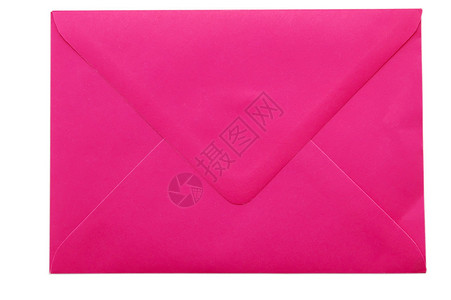 孤立在白色的粉红色信封背景图片