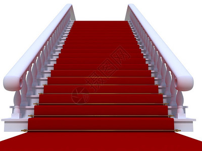 有红地毯的白色楼梯图片