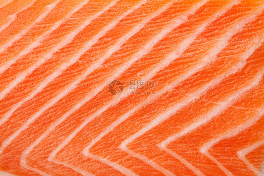 新鲜的红鲑鱼质地特写图片