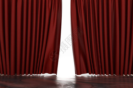 轻微的剧院的红窗帘打开3D设计图片