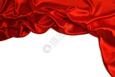 红丝织物的折叠在平图片