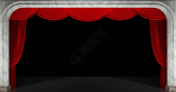 红色剧院幕帘背景3D图片