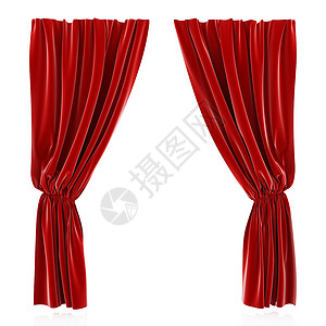 3d红色窗帘在图片
