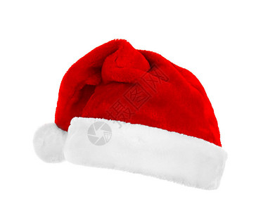 白色背景上的红色圣诞老人帽子图片