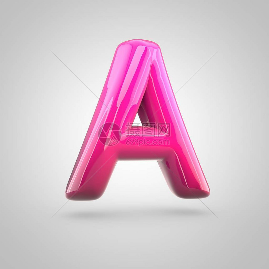 有光泽的红色和粉色渐变油漆字母A大写气泡扭曲字体的3D渲染图片
