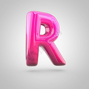 有光泽的红色和粉色渐变漆字母R大写气泡扭曲字体的3D渲染图片