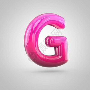 有光泽的红色和粉色渐变漆字母G大写气泡扭曲字体的3D渲染图片