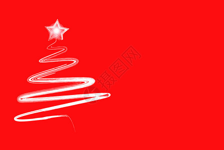 说明一幅手画线的艺术白色圣诞树上面有一颗星背景图片