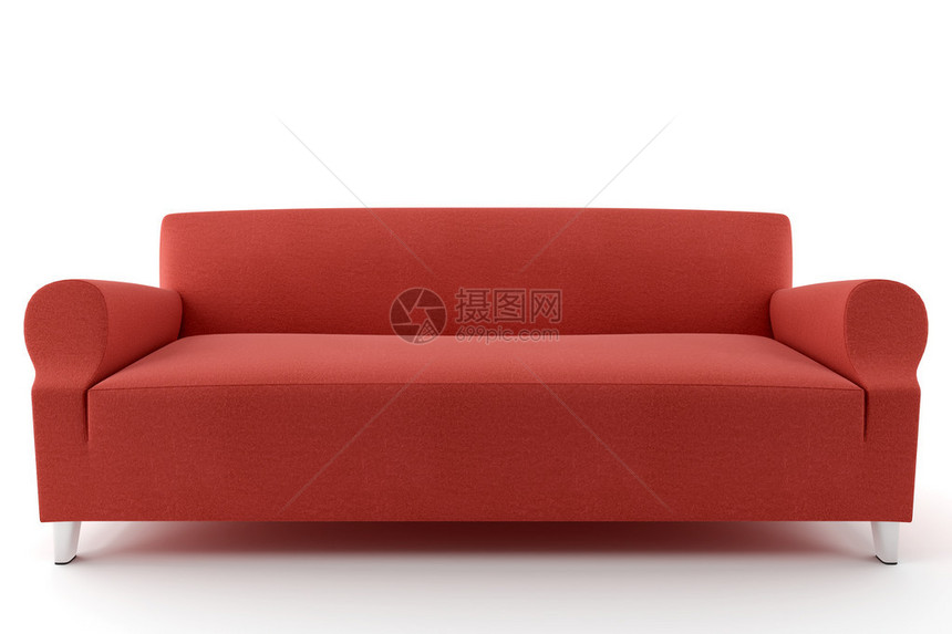 3d红色沙发白底隔离图片