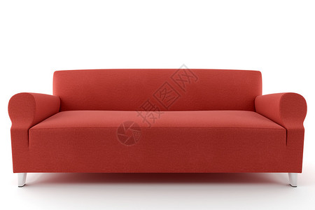 3d红色沙发白底隔离背景图片