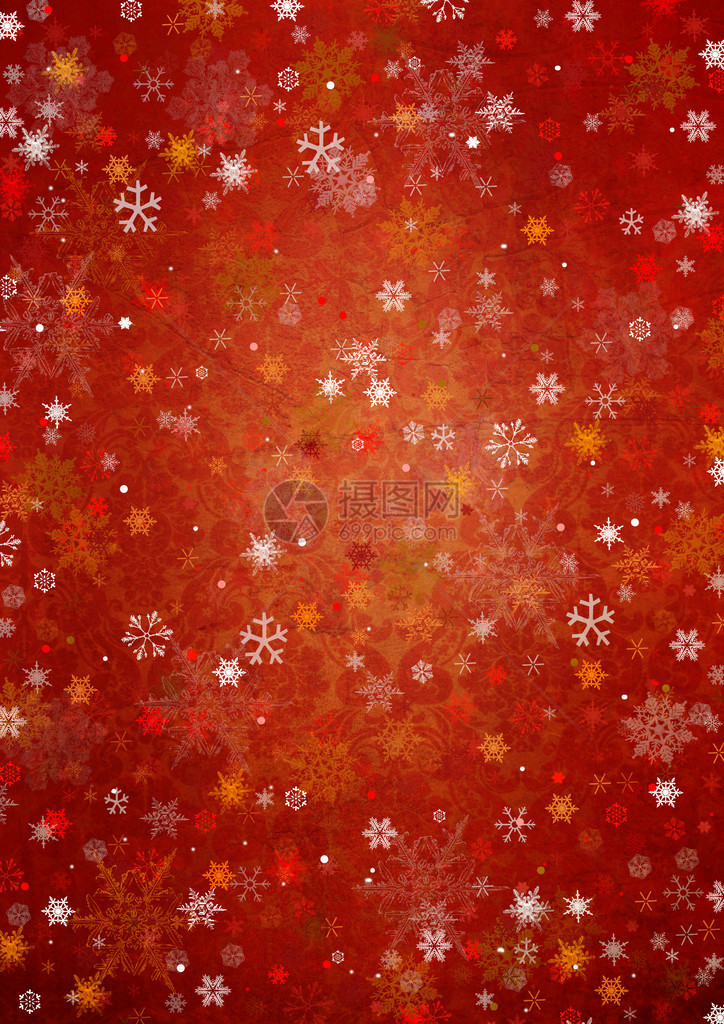 冬季红色圣诞背景与雪花图片