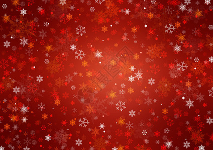 冬季红色圣诞背景与雪花背景图片