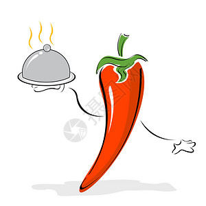 辣椒厨师在白色背景上烹饪的插图图片