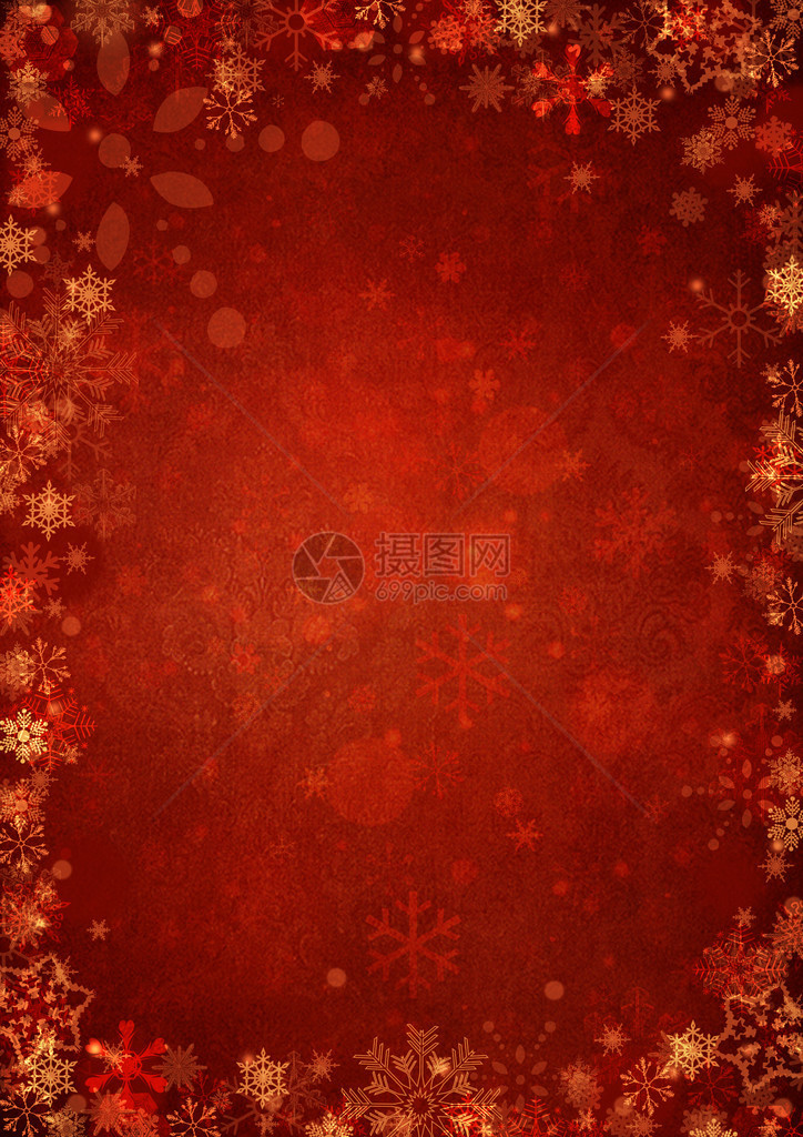冬季红色圣诞背景与雪花图片