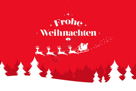 贺卡与的圣诞快乐刻字在德国雪花飘落的冬季风景和圣诞背景图片