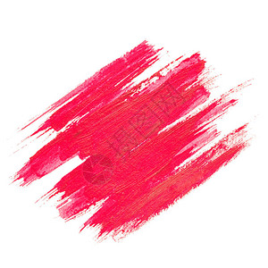 白色背景上孤立的红色水彩纹理油漆污渍画笔描边图片