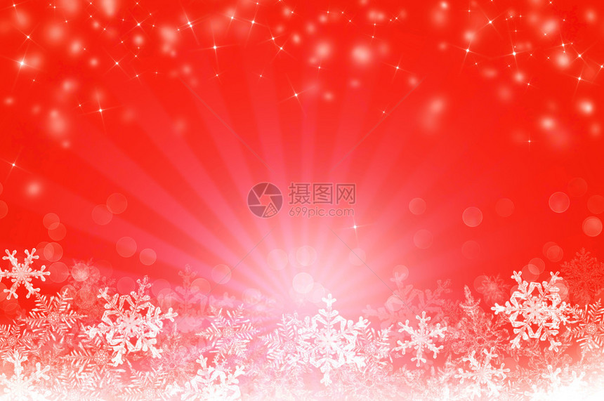 红色圣诞抽象雪花背景图片