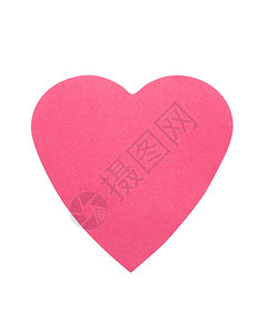 粉红色的心由纸制成在白色背景下被隔离图片