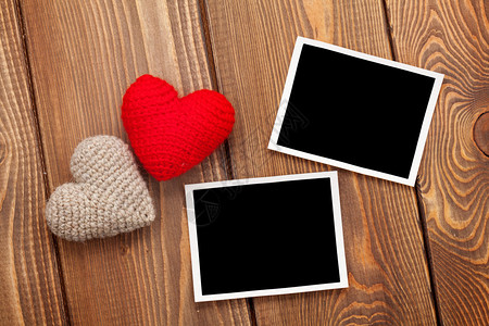 照片框和手工制作的情人节日玩具心图片
