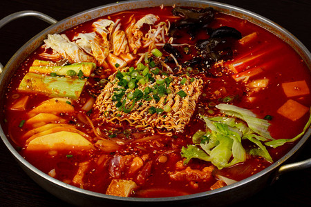 韩国菜食热锅背景图片