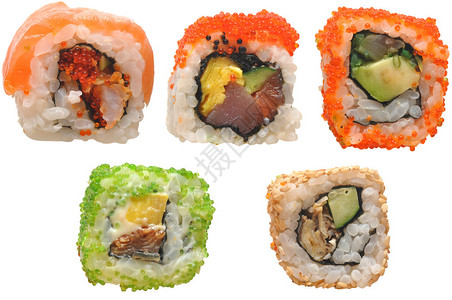 孤立在白色背景的寿司图片