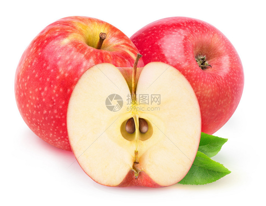 孤立苹果剪切白色背景与剪切路径图片