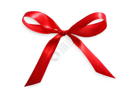 白色背景上孤立的红色带礼弓背景图片