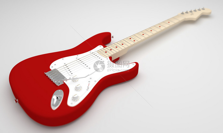 CGI图像红色和白色电吉他图片