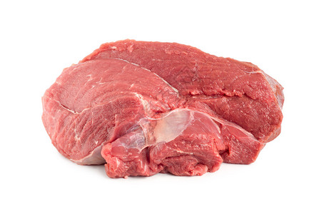 在白色背景上分离的生多汁肉背景图片