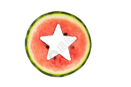西瓜的恒星形状被切除白图片