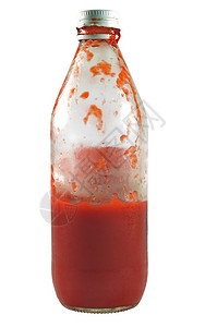 一瓶番茄酱上白色孤立番茄酱图片