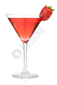 玛蒂尼酒杯中的草莓酒精鸡尾图片