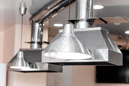 餐厅烹饪室优雅的不锈钢厨房抽气扇图片