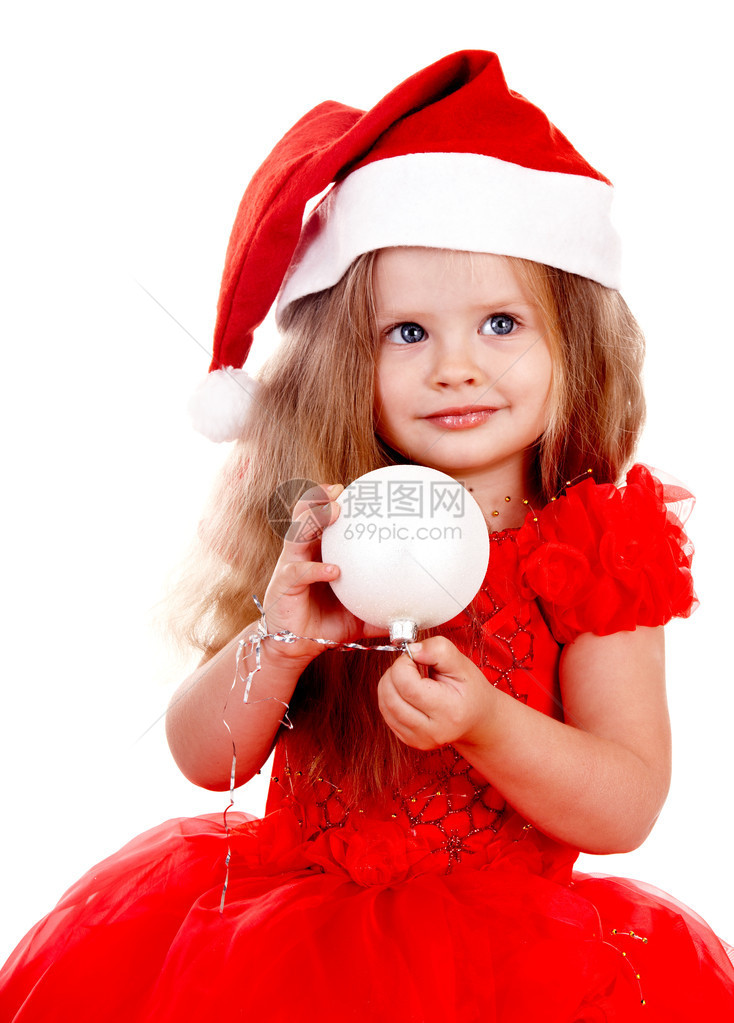 戴着圣诞舞会的圣塔帽的女图片