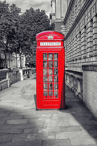 London大街上传统的红色电话亭图片