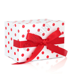 红色和白色波尔卡圆点礼品盒图片