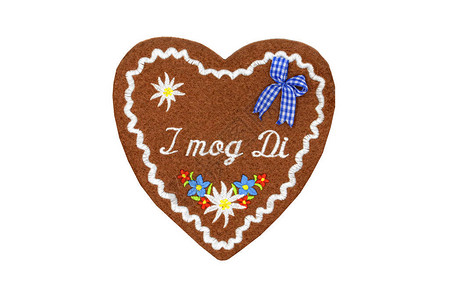 纺织姜饼心形情人节礼物与德语单词我莫格迪图片