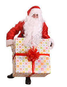圣诞老人用红弓送大礼背景图片